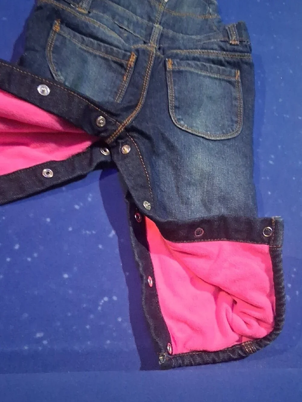 OshKosh B'gosh Dark Blue Denim Overalls with Pink Trim